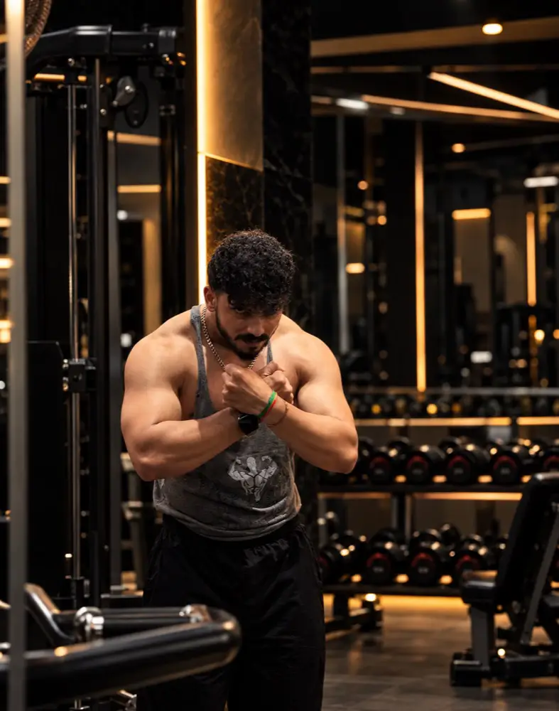 Addy Aman training in the gym
